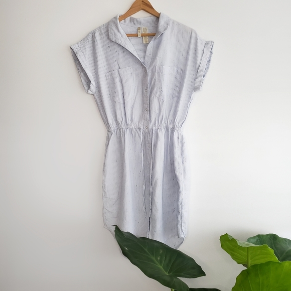 Japna Dresses & Skirts - Japna button up dress thin vertical stripes size M